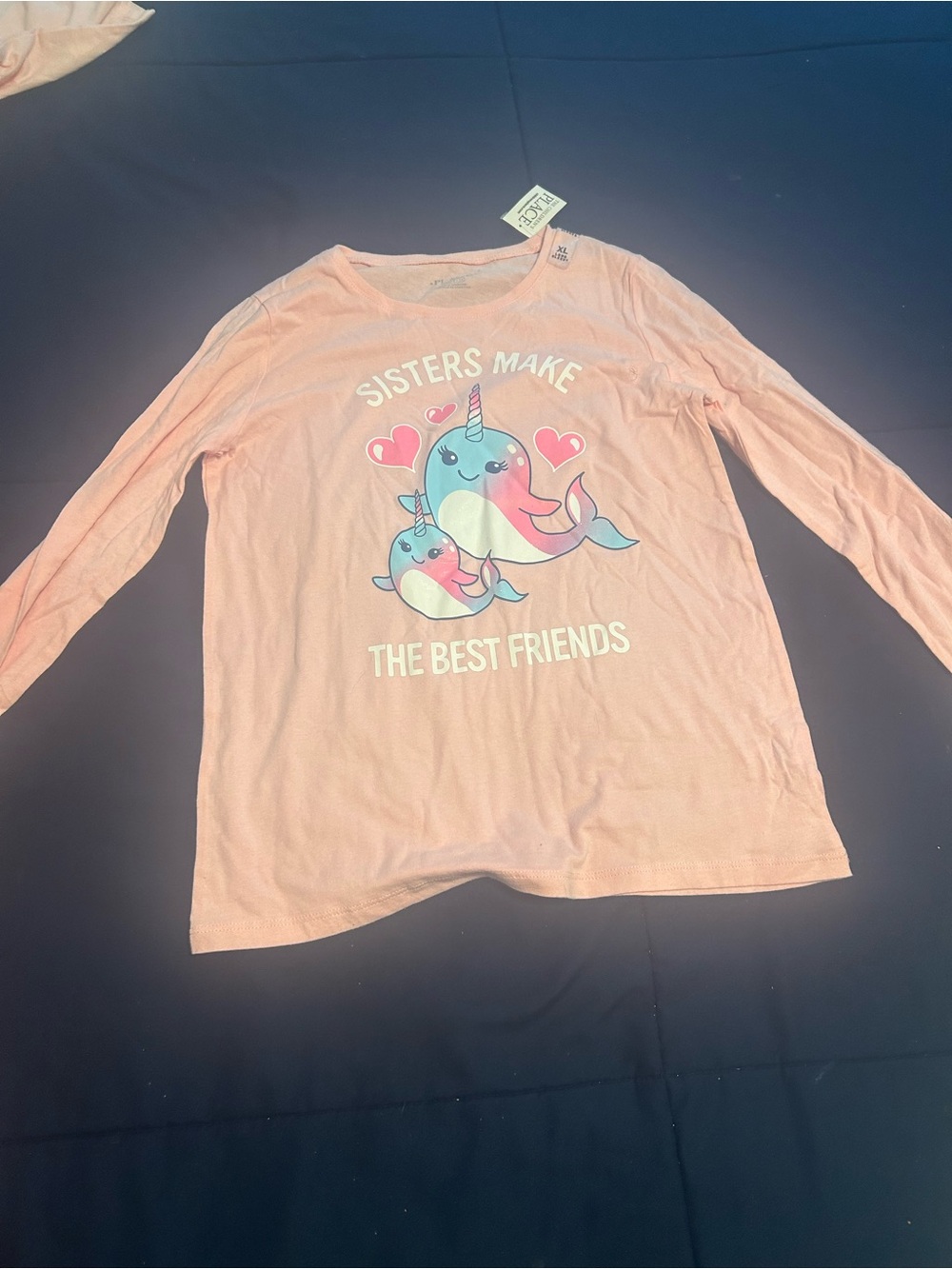 The Children's Place Pink Narwhal Sister Graphic Long Sleeve Tee